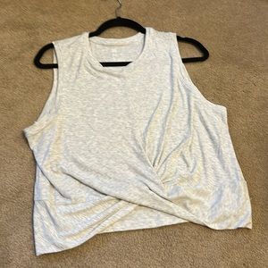 All in Motion - Twist-Front Cropped Tank (Heathered Gray) - Sz XL